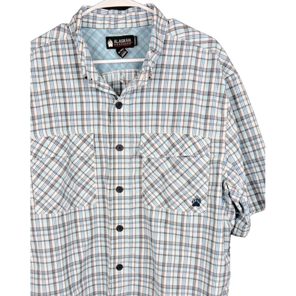 Alaskan Hardgear Duluth Mens XL Tall Blue Plaid Fishing Short Sleeve Shirt Hike‎
